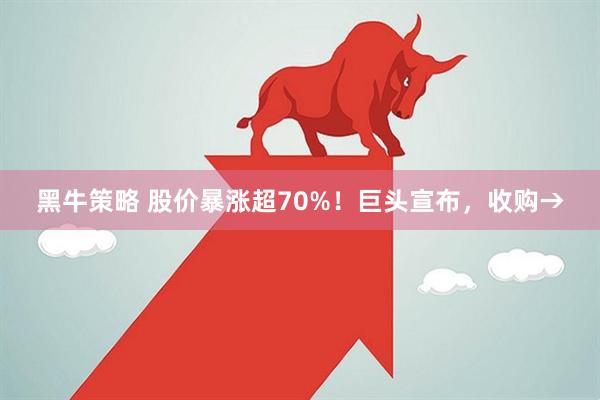 黑牛策略 股价暴涨超70%！巨头宣布，收购→